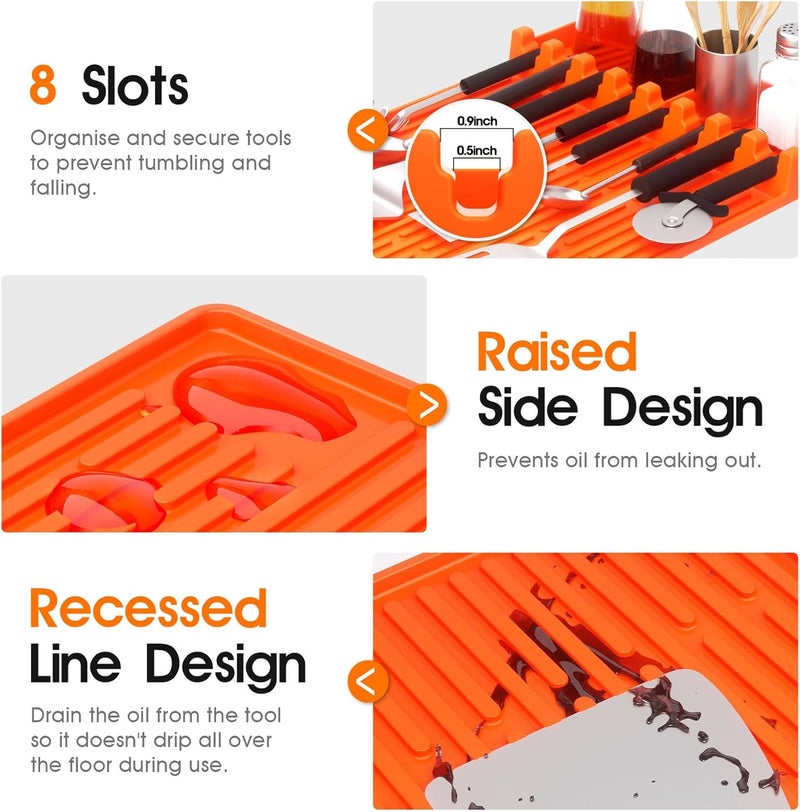 snuggery Silicone Griddle Tool Mat for Blackstone, 16"x11.5" Easy to Clean Heat Resistant Non-Stick Antislip Spatula Mat for Outdoor Grill BBQ Cooking Kitchen Counter (Orange) - Image 5